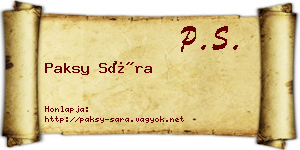 Paksy Sára névjegykártya