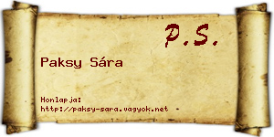 Paksy Sára névjegykártya