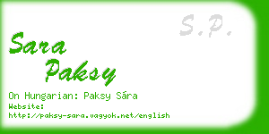 sara paksy business card