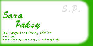 sara paksy business card